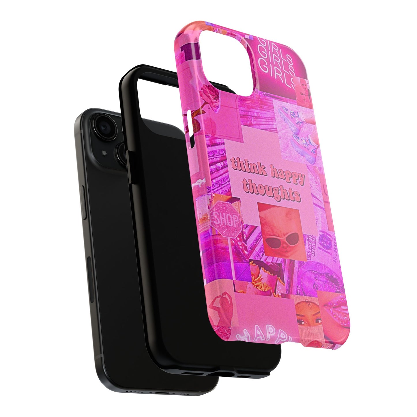 Think Happy Thoughts Pink Tough Phone Case | Aesthetic