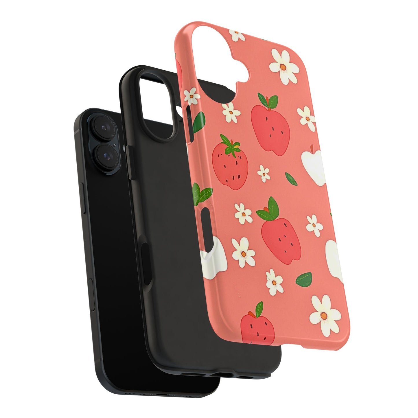 Strawberry Apple Flower Pattern Pink Tough Phone Case | Aesthetic
