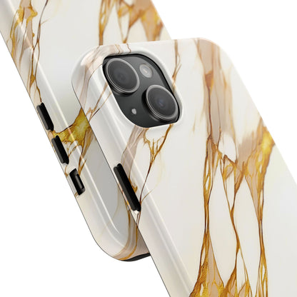 Funda/Cubierta resistente para teléfono con textura de mármol dorado de lujo | Estética
