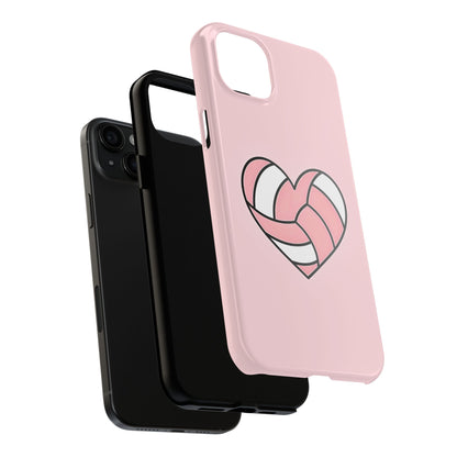 Pink Volleyball Heart Tough Phone Case | Aesthetic