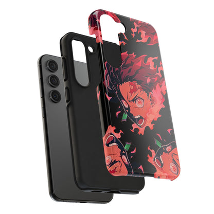 Tanjiro Kamado Flamed Style Black Tough Phone Case | Anime - Demon Slayer