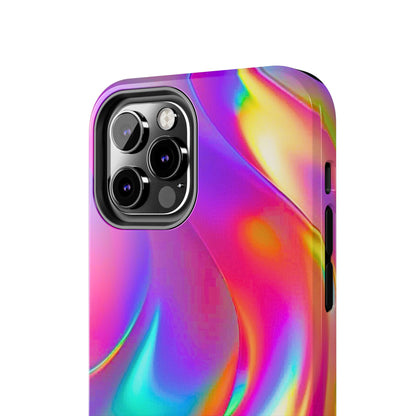 Funda resistente para teléfono con brillo metálico holográfico y estilo abstracto | Estética