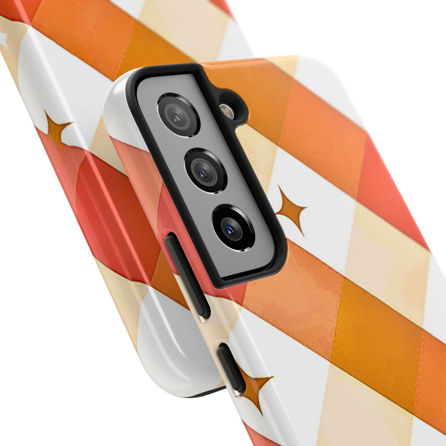 Pastel Orange & Pink Checkered Stars Tough Phone Case | Aesthetic