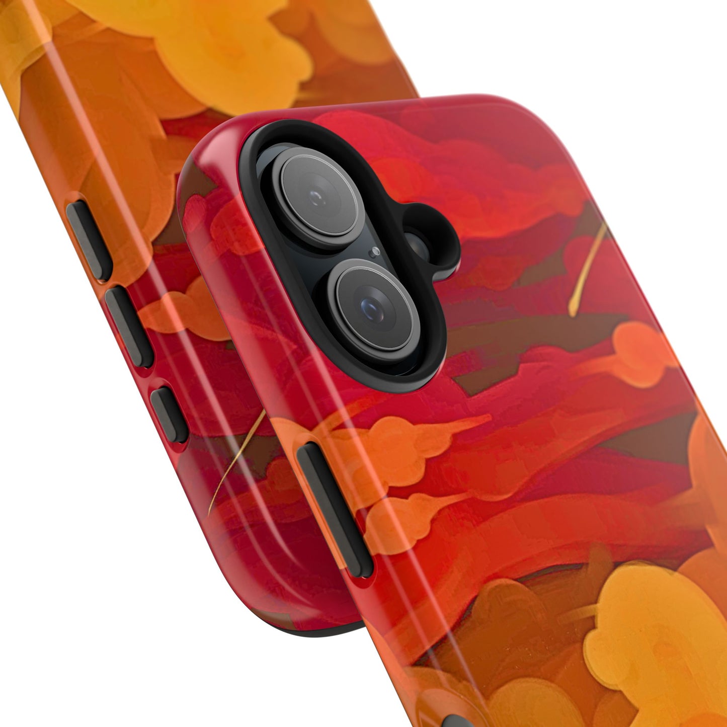 Funda resistente para teléfono con diseño de nubes rojas y naranjas | Estética