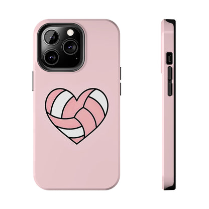 Pink Volleyball Heart Tough Phone Case | Aesthetic