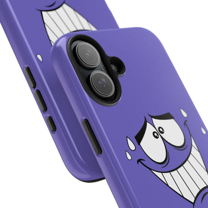 Awkward Nervous Cartoon Face Purple Background Tough Phone Case | Funny