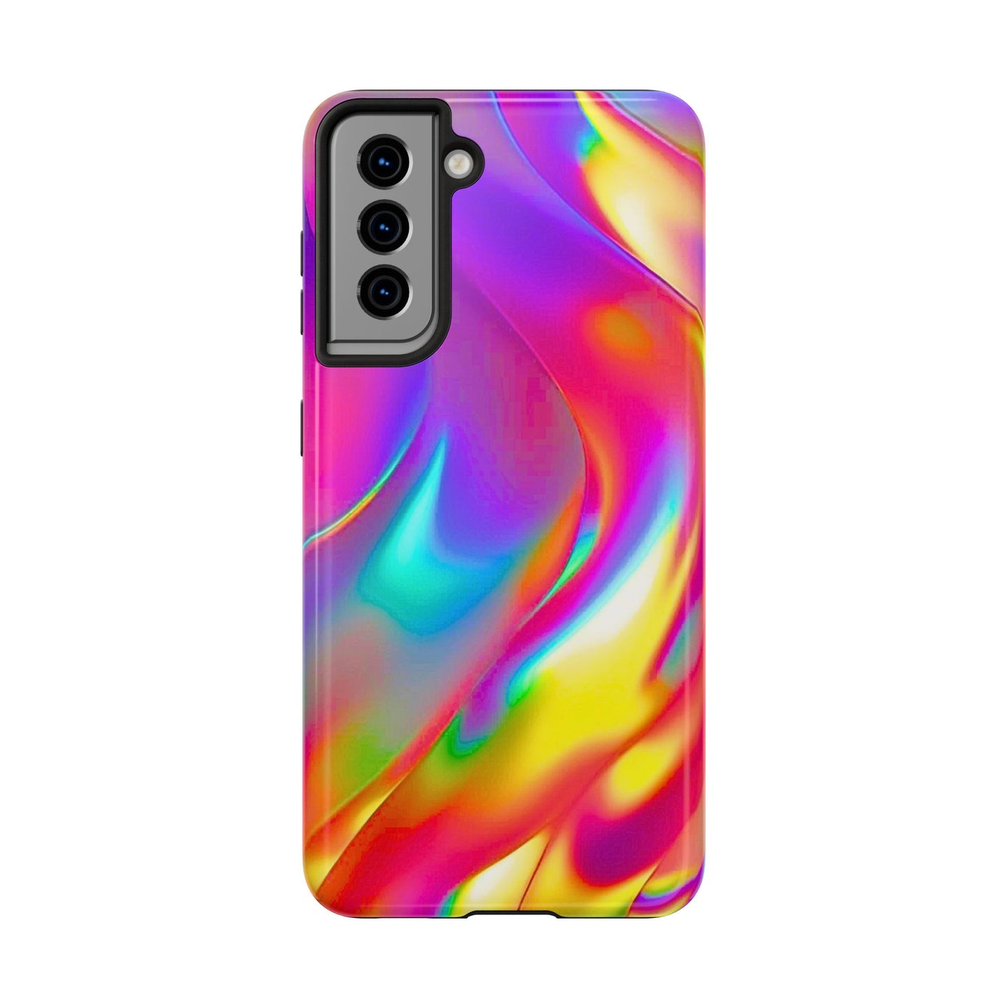Funda resistente para teléfono con brillo metálico holográfico y estilo abstracto | Estética