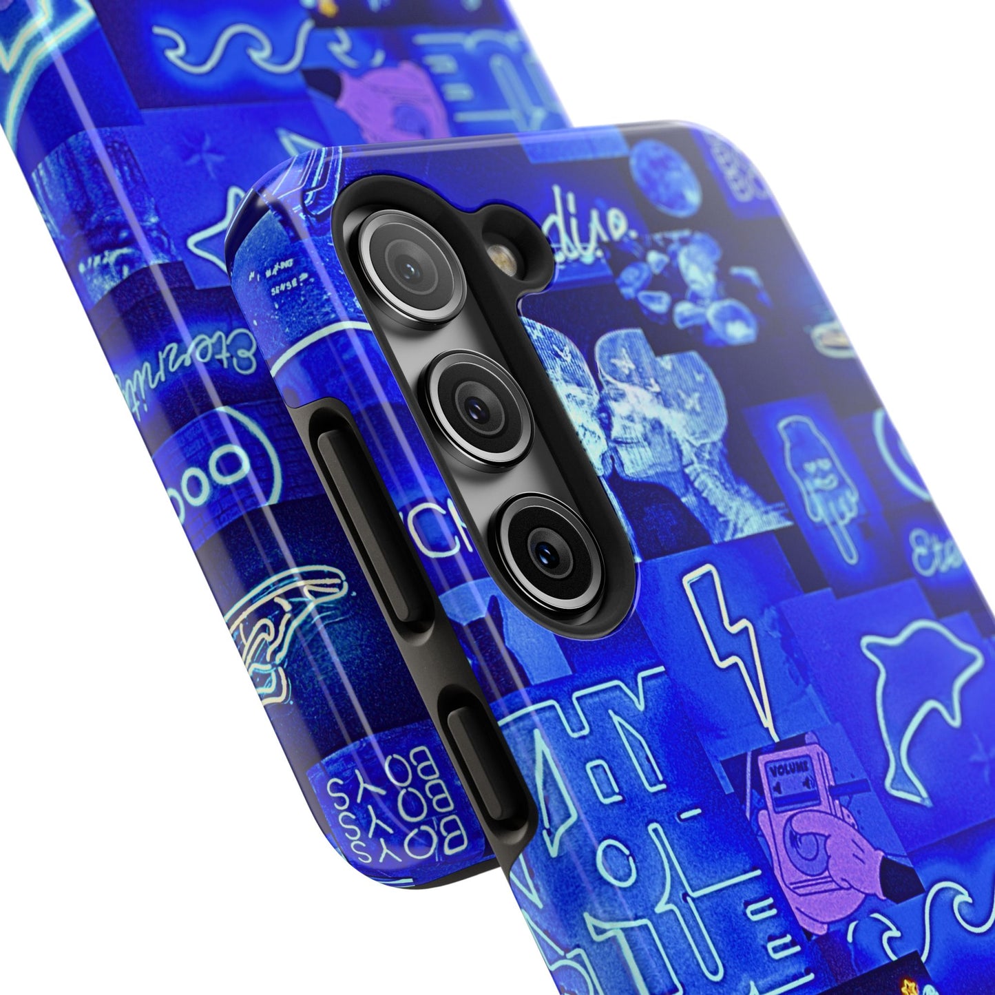 Blue Neon Style Tough Phone Case | Aesthetic