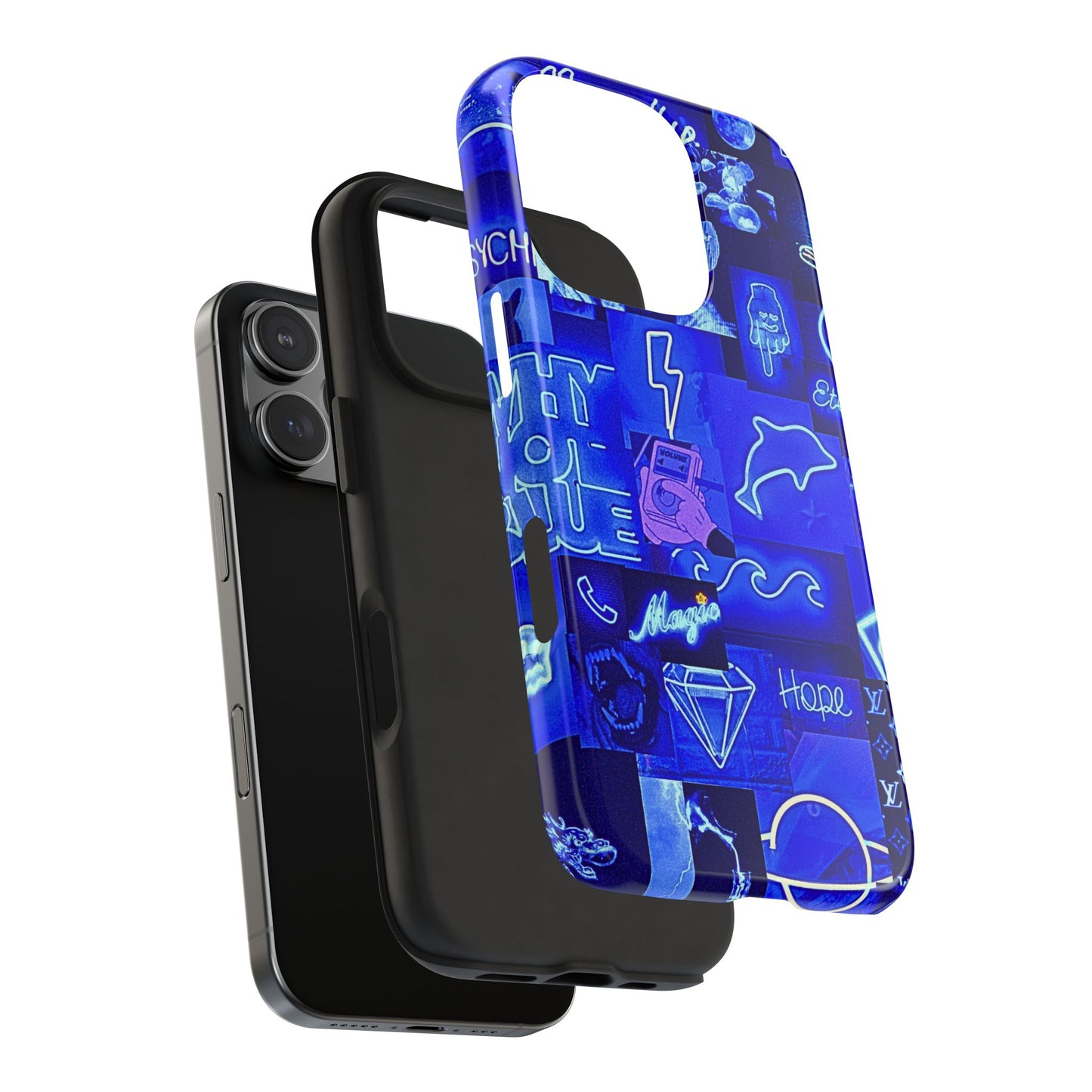 Blue Neon Style Tough Phone Case | Aesthetic