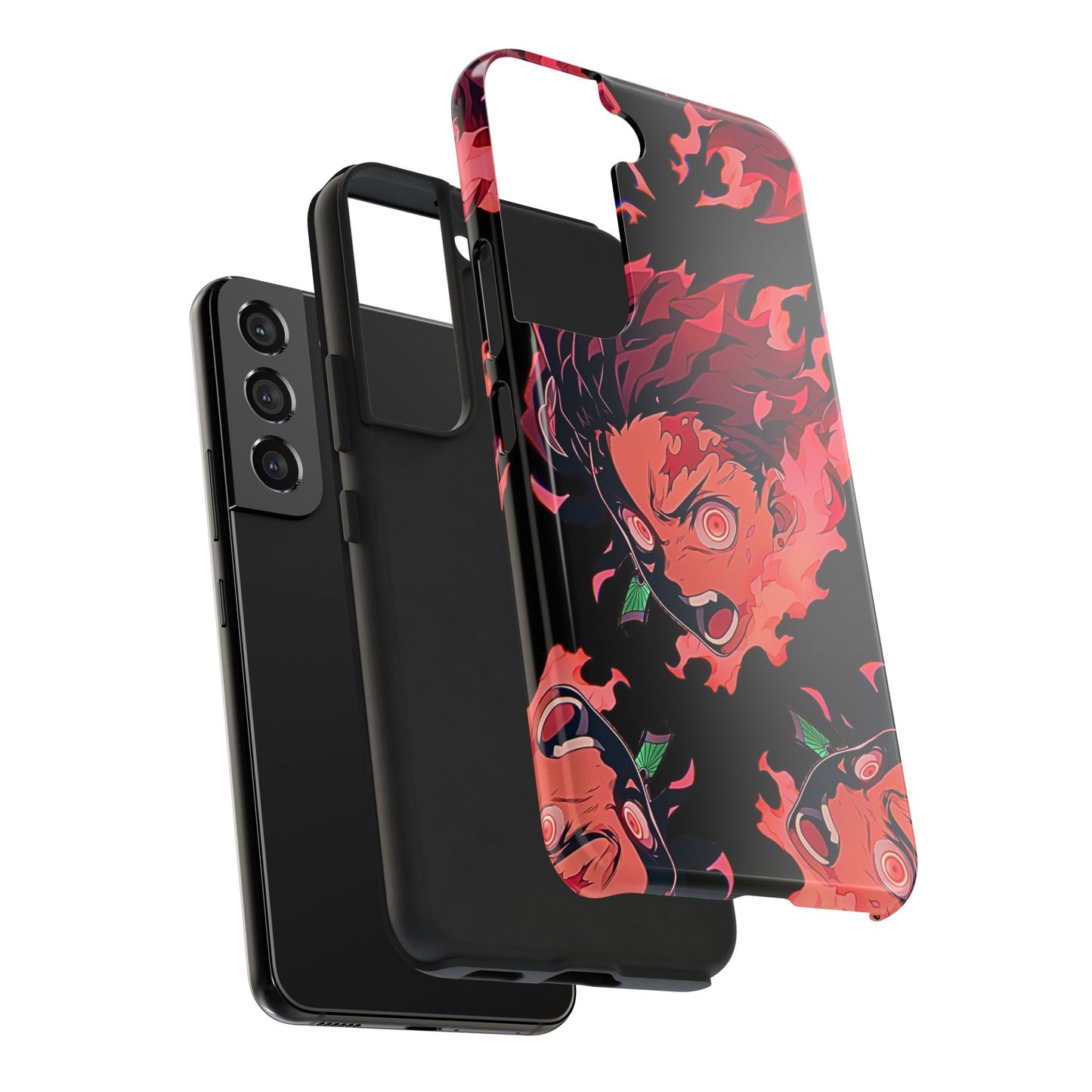 Tanjiro Kamado Flamed Style Black Tough Phone Case | Anime - Demon Slayer