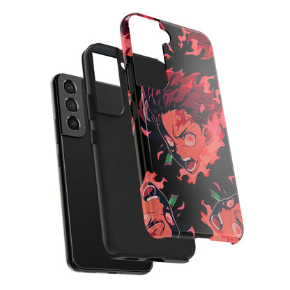Tanjiro Kamado Flamed Style Black Tough Phone Case | Anime - Demon Slayer