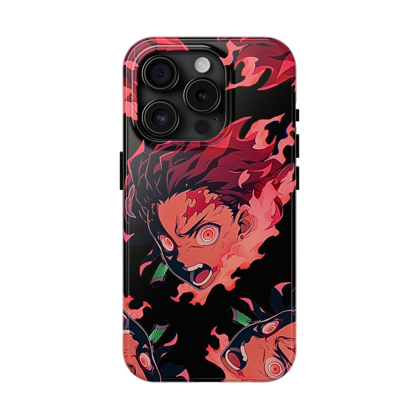Tanjiro Kamado Flamed Style Black Tough Phone Case | Anime - Demon Slayer