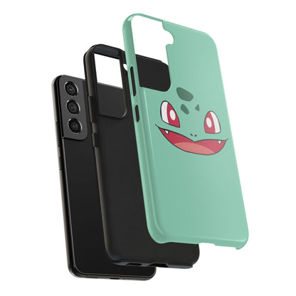 Green Leaf Dino Smile Red Eyes Cute Creature Tough Phone Case | Anime