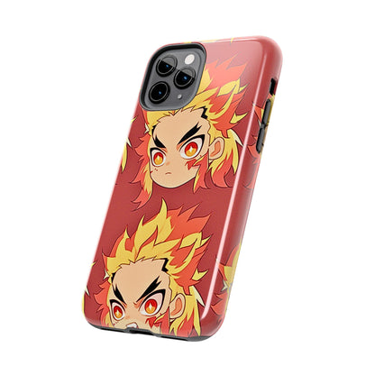 Rengoku Head Pattern Dark Orange Tough Phone Case | Anime - Demon Slayer