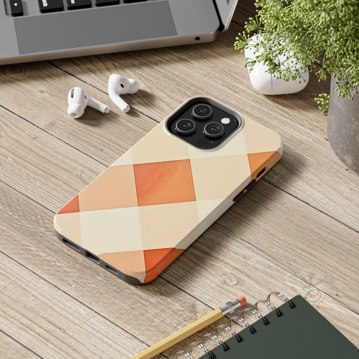 Pastel Minimalist Two-Tone Checkerboard Tough Phone Case | Aesthetic