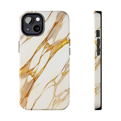 Funda/Cubierta resistente para teléfono con textura de mármol dorado de lujo | Estética