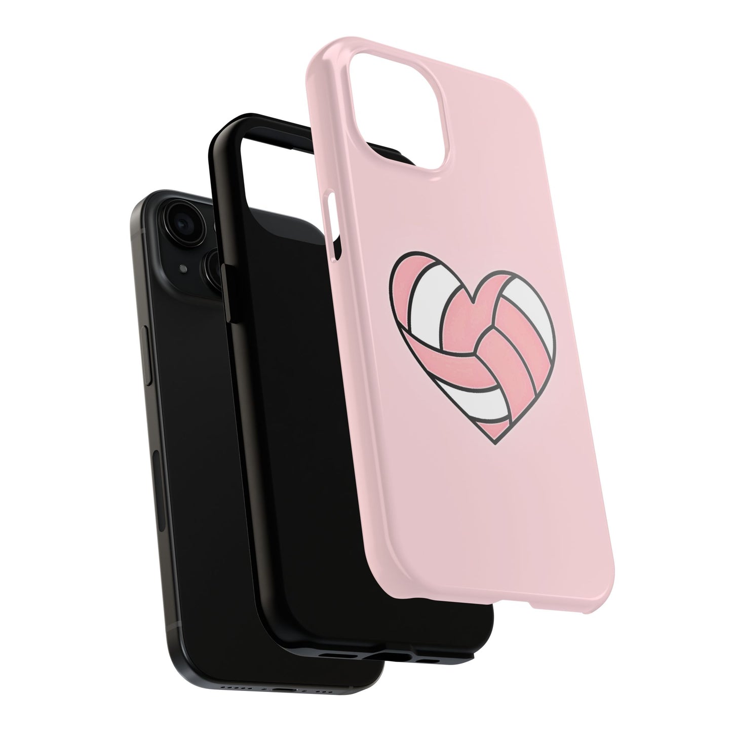 Pink Volleyball Heart Tough Phone Case | Aesthetic