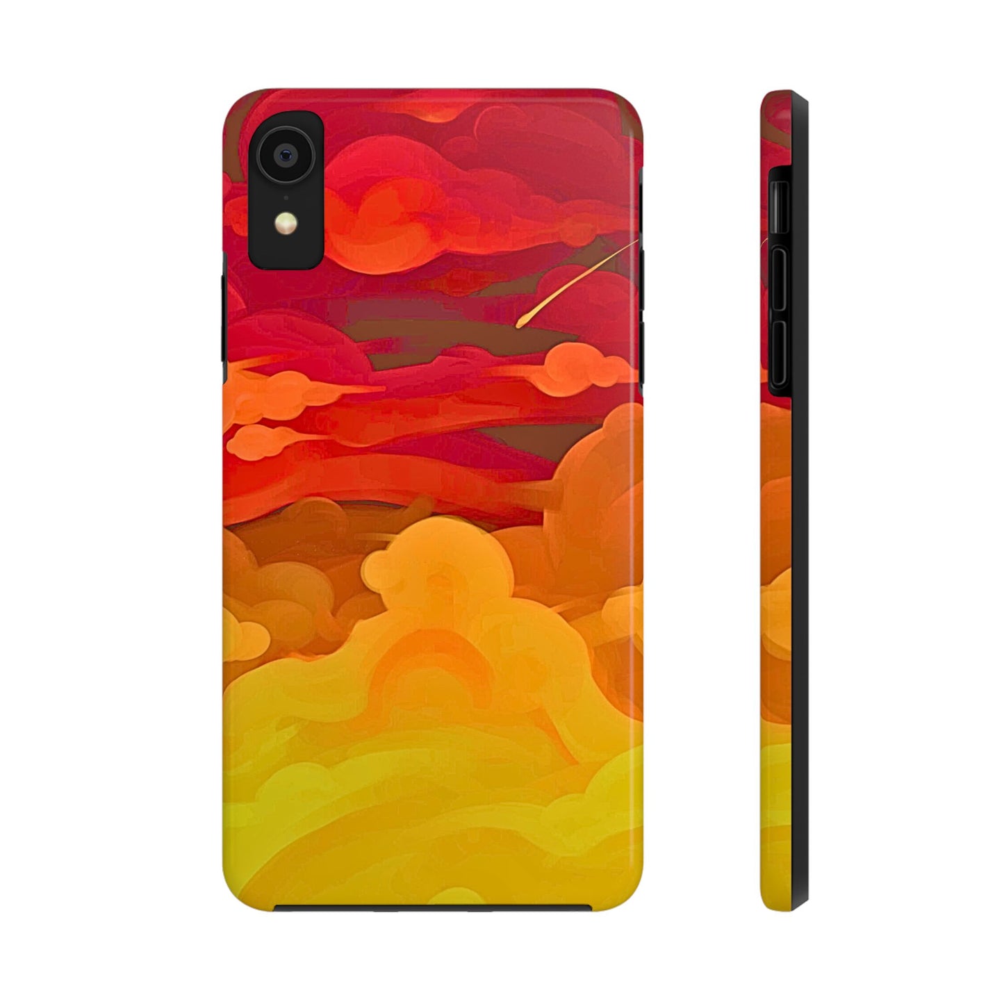 Funda resistente para teléfono con diseño de nubes rojas y naranjas | Estética