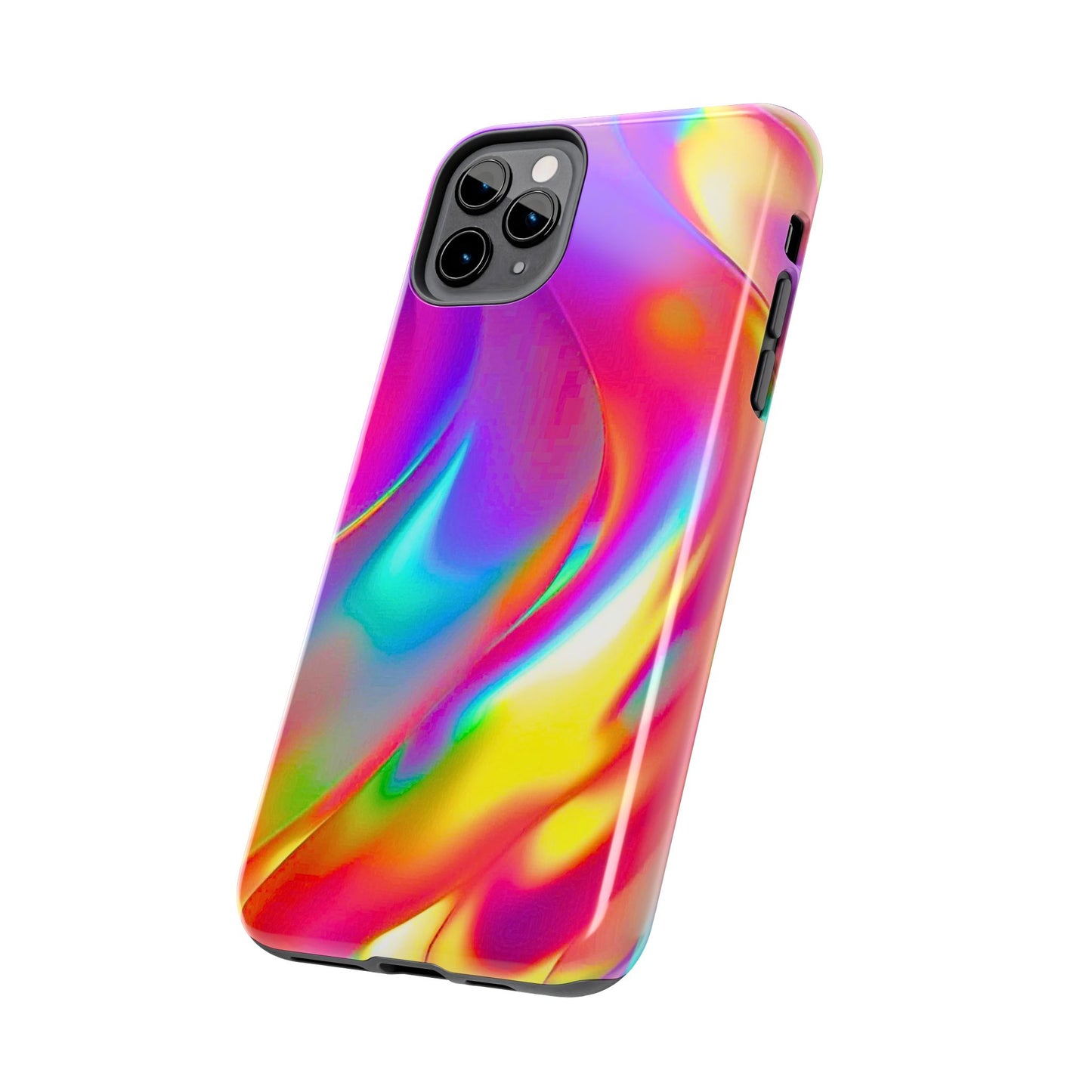 Funda resistente para teléfono con brillo metálico holográfico y estilo abstracto | Estética