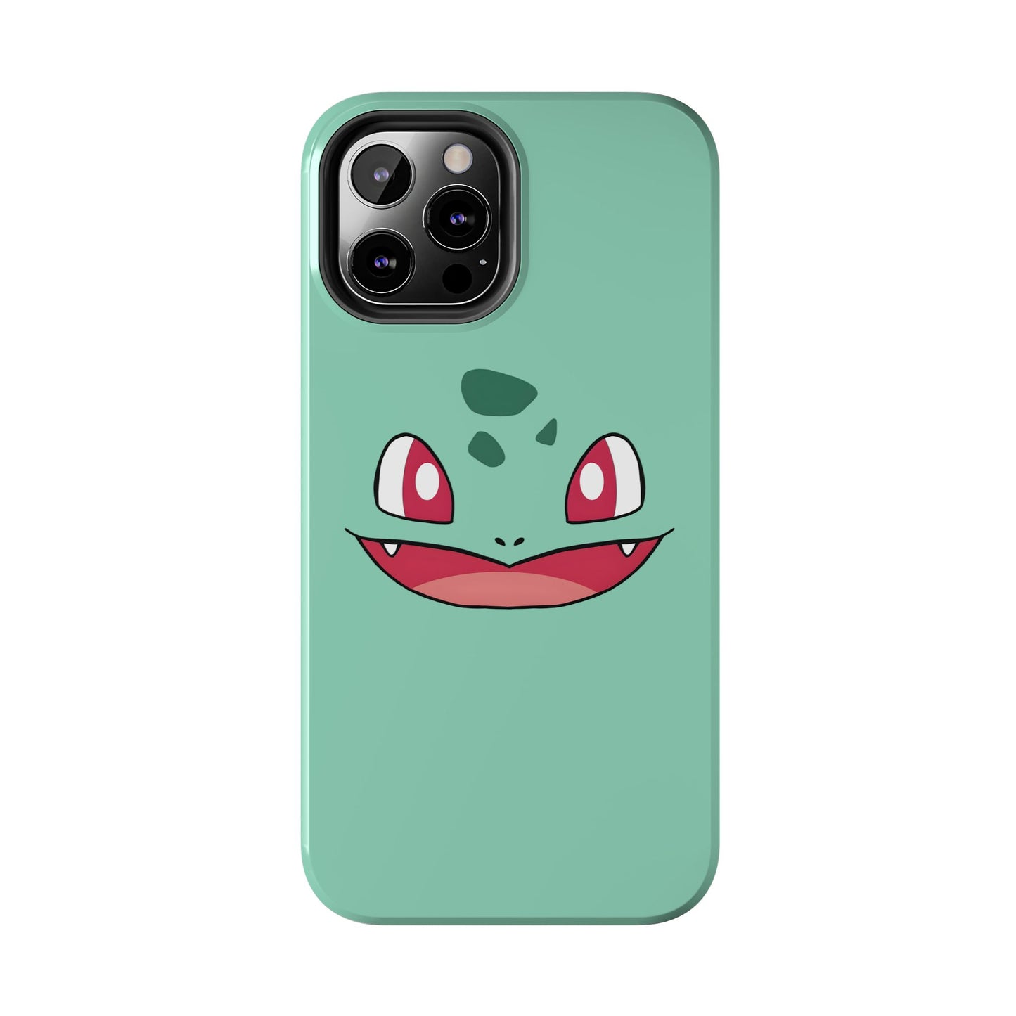 Green Leaf Dino Smile Red Eyes Cute Creature Tough Phone Case | Anime