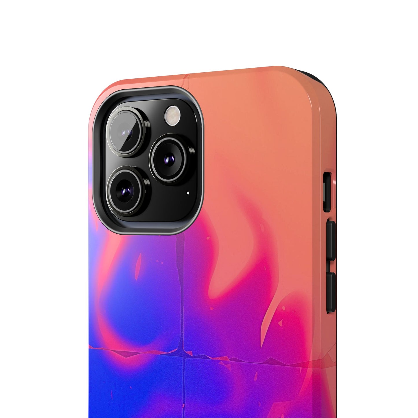 Funda resistente para teléfono con diseño de llamas, degradado abstracto y resplandor del atardecer | Estética