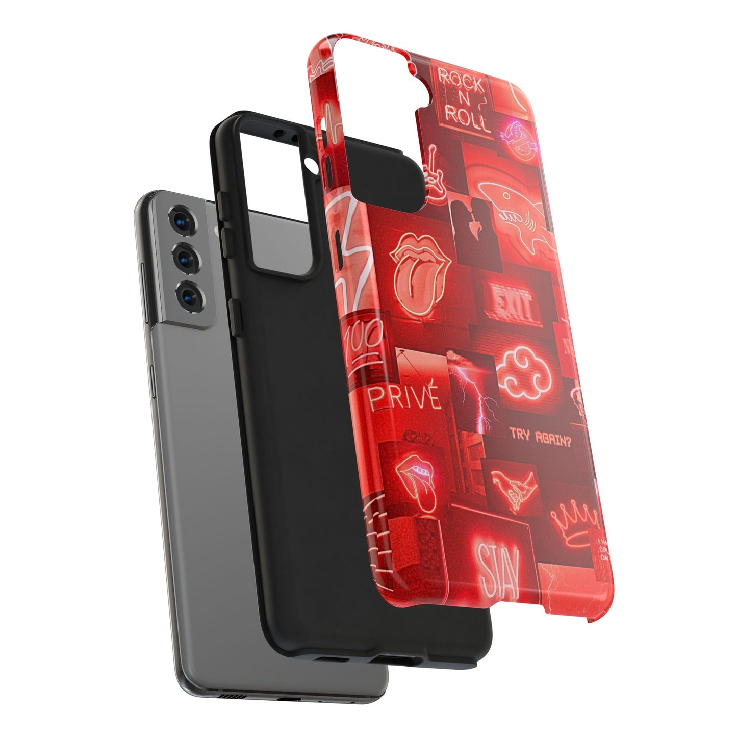 Funda resistente para teléfono con diseño de neón rojo | Estética