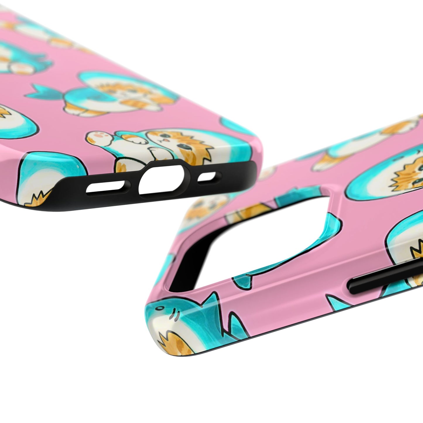 Pink Cute Shark Cats Pattern Tough Phone Case | Animals