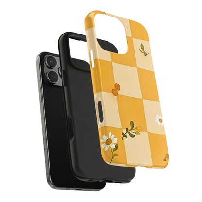 Yellow Checkered Preppy Daisies Tough Phone Case | Aesthetic