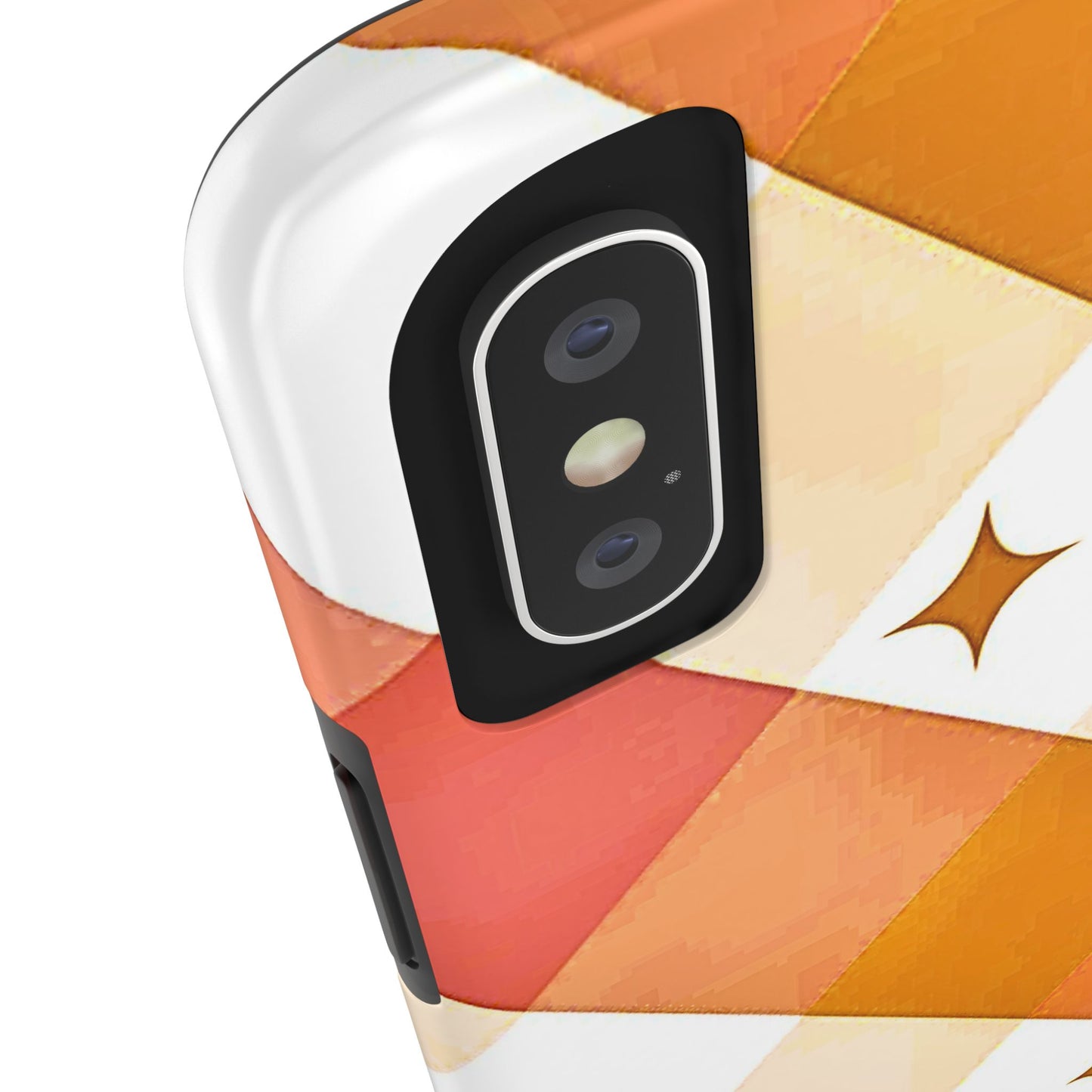 Pastel Orange & Pink Checkered Stars Tough Phone Case | Aesthetic