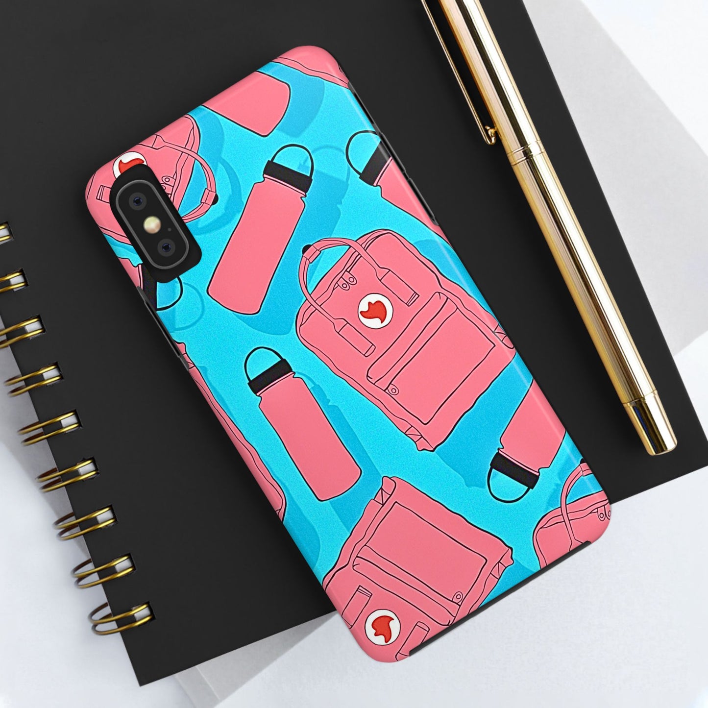 VSCO Kanken Backpack Water Bottle Pink & Blue Tough Phone Case | Aesthetic