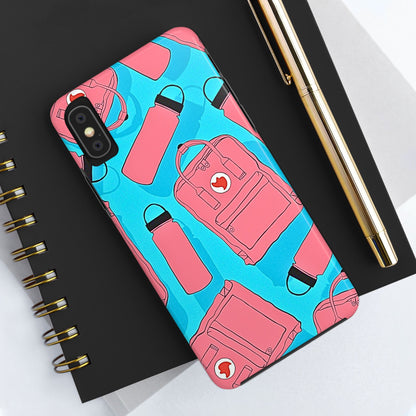 VSCO Kanken Backpack Water Bottle Pink & Blue Tough Phone Case | Aesthetic