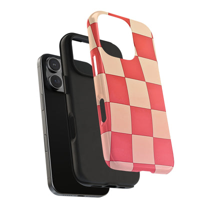 Preppy Checkered Pink Tough Phone Case | Aesthetic