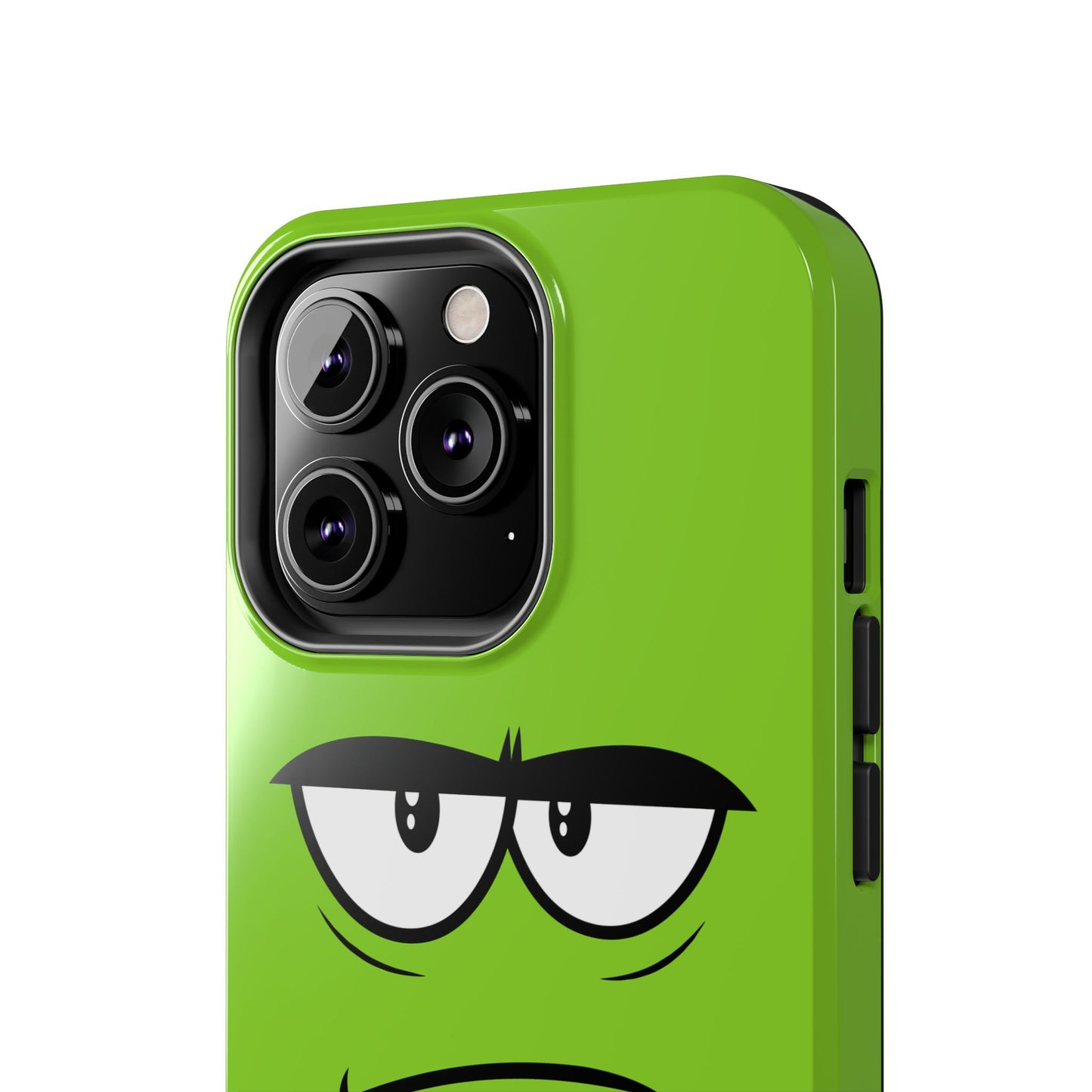 Grumpy Mood Face Green Background Funny Expression Tough Phone Case | Funny