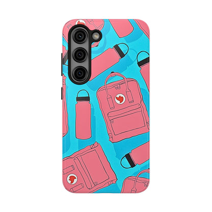 VSCO Kanken Backpack Water Bottle Pink & Blue Tough Phone Case | Aesthetic