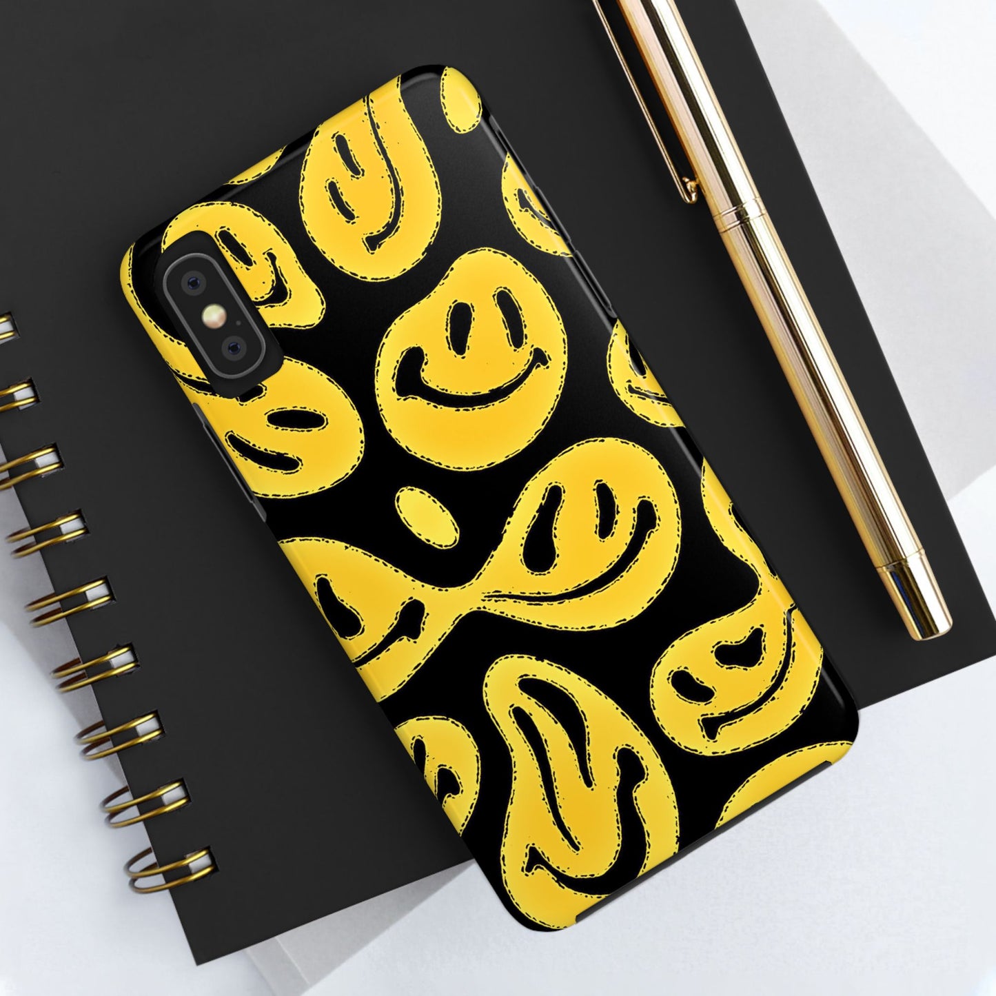 Funda resistente para teléfono con cara sonriente psicodélica colorida (versión 1) | Estética