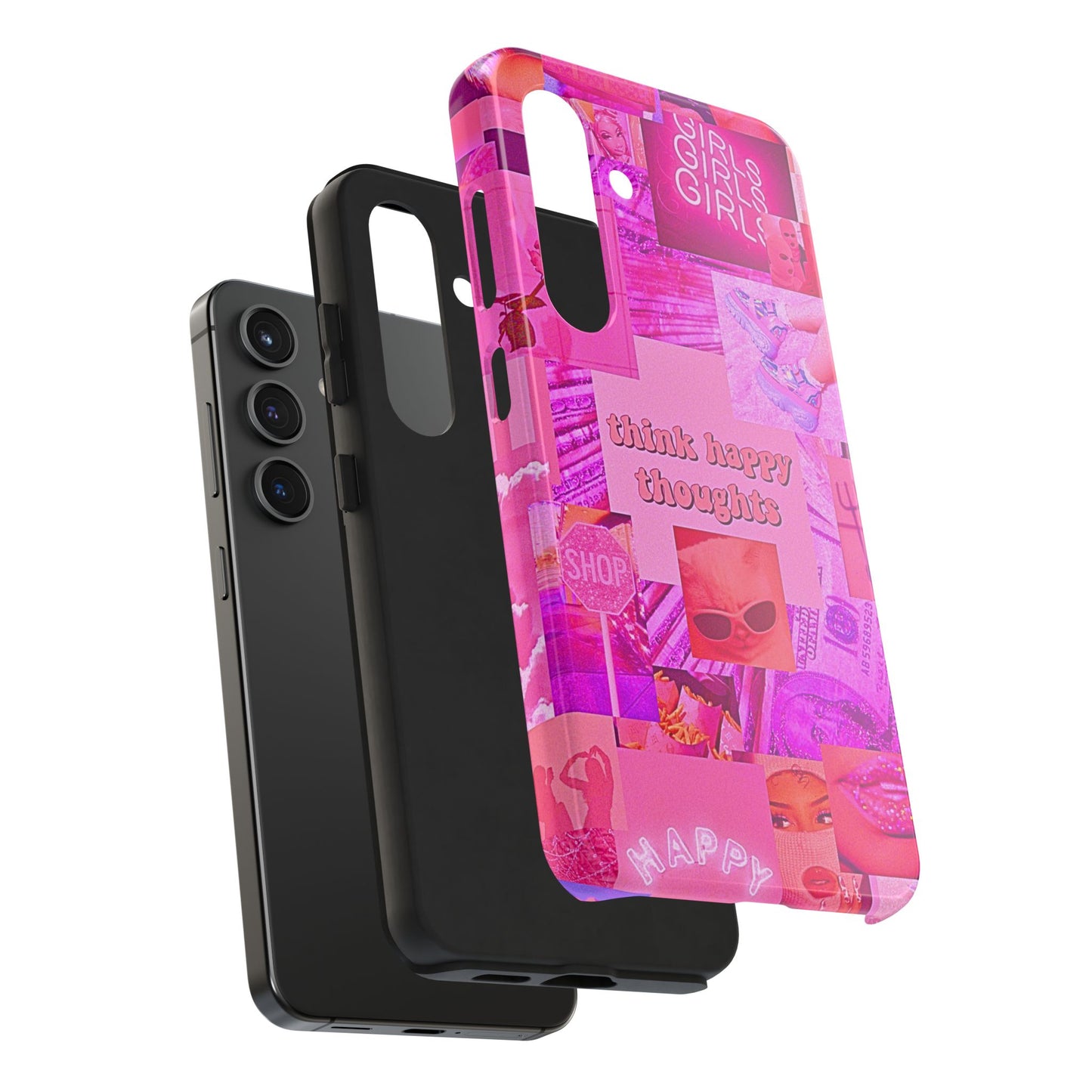 Think Happy Thoughts Pink Tough Phone Case | Aesthetic