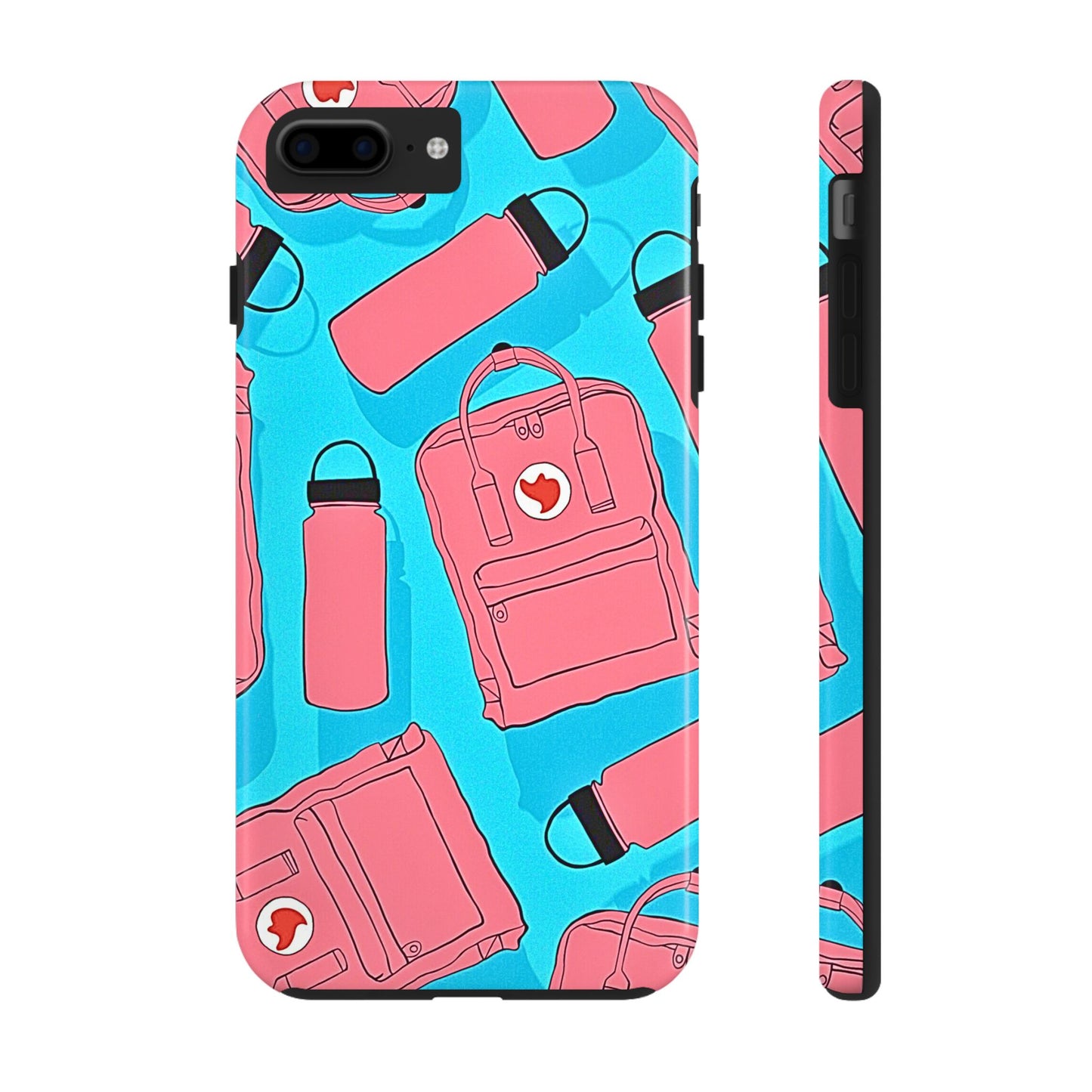 VSCO Kanken Backpack Water Bottle Pink & Blue Tough Phone Case | Aesthetic