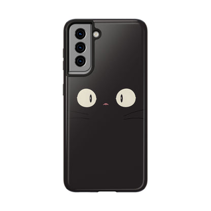Adorable Black Cat Face and Eyes Minimal Tough Phone Case | Animals
