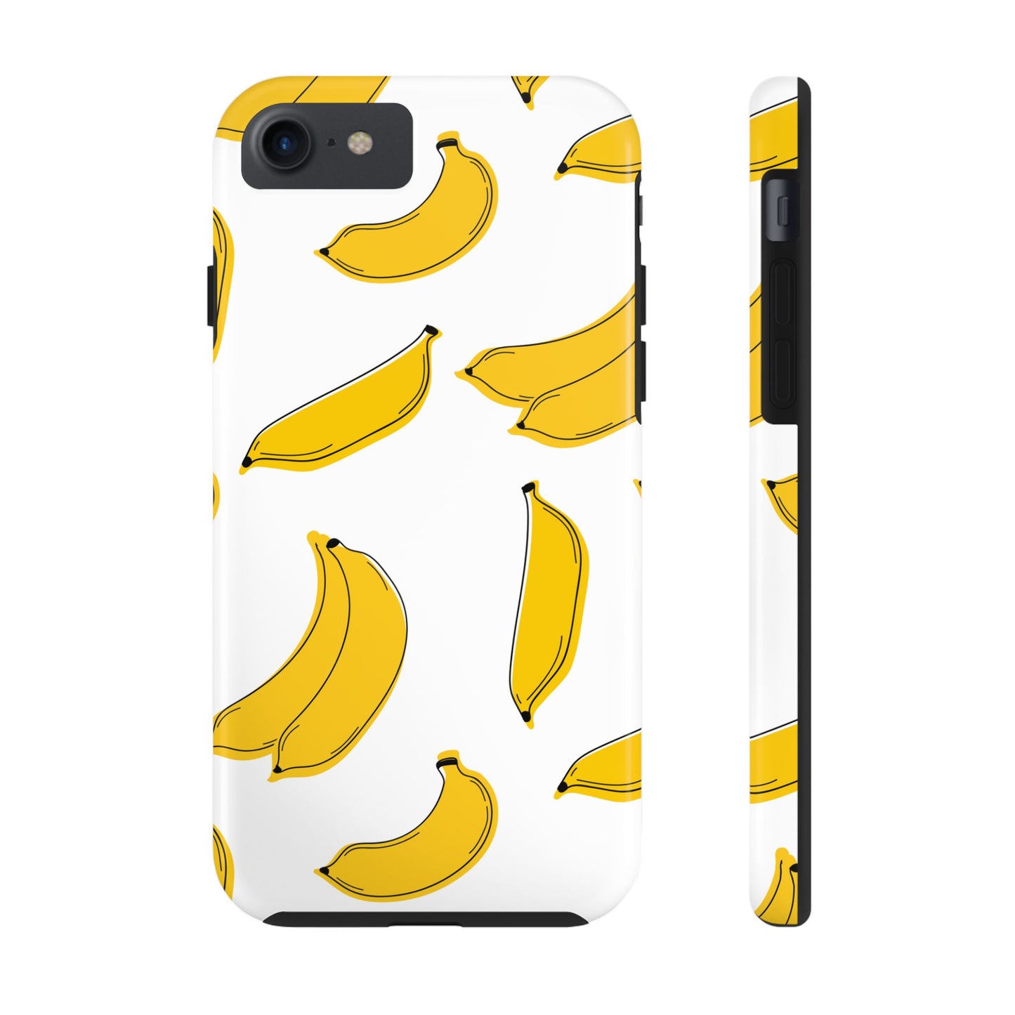 Bold Yellow Banana Pattern Minimal Line Art Tough Phone Case | Food