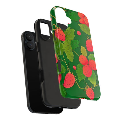 Dark Strawberry Pattern Preppy Tough Phone Case | Aesthetic