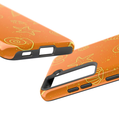 Funda resistente para teléfono con diseño de conchas naranjas | Estética