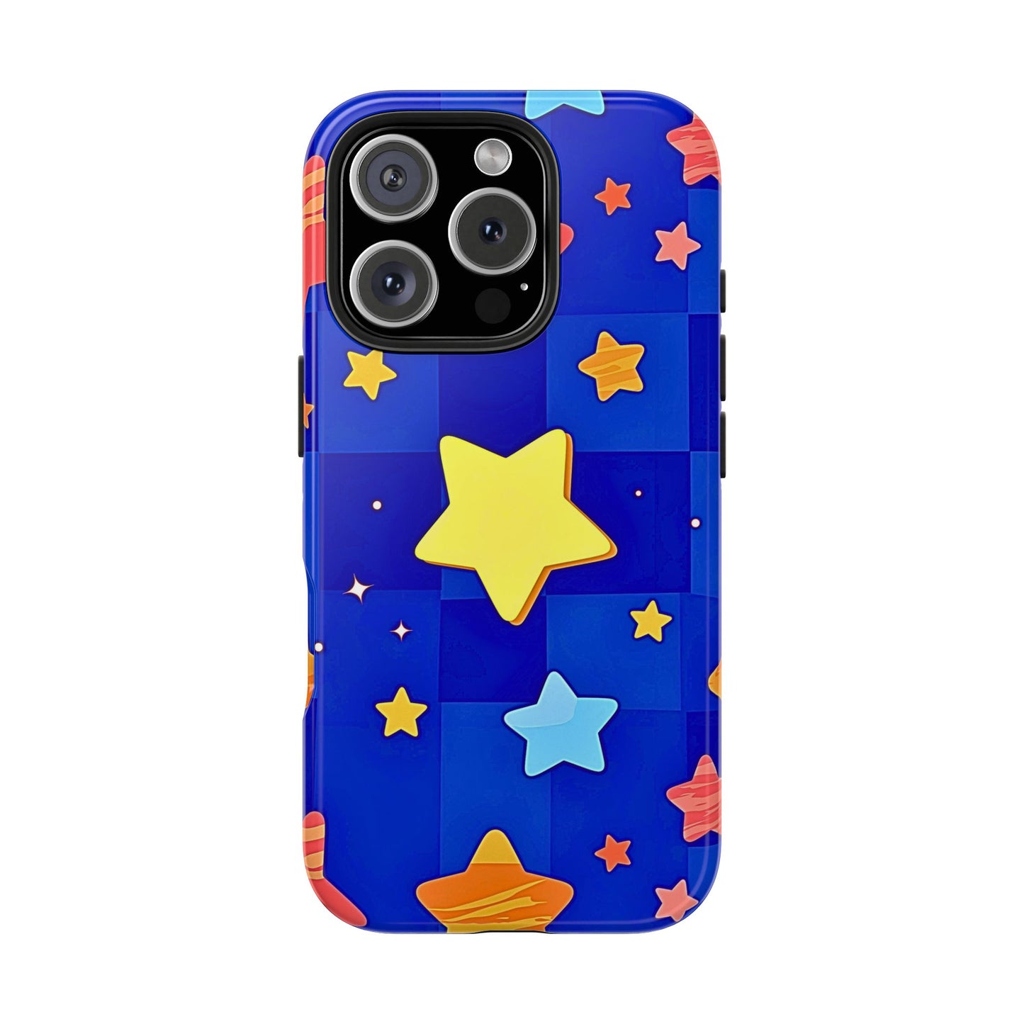 Funda resistente para teléfono con estampado de estrellas vibrantes y preppy | Estética