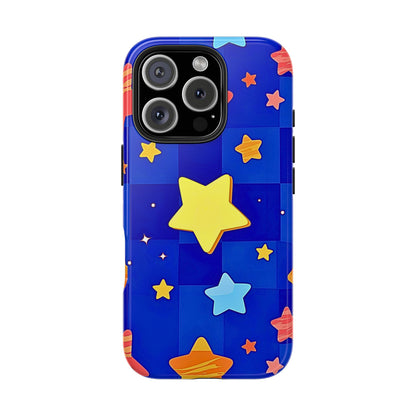 Funda resistente para teléfono con estampado de estrellas vibrantes y preppy | Estética