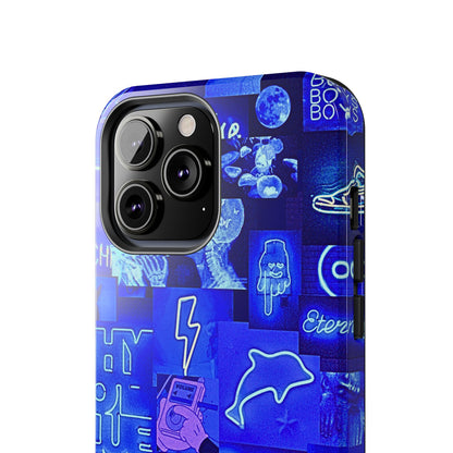 Blue Neon Style Tough Phone Case | Aesthetic