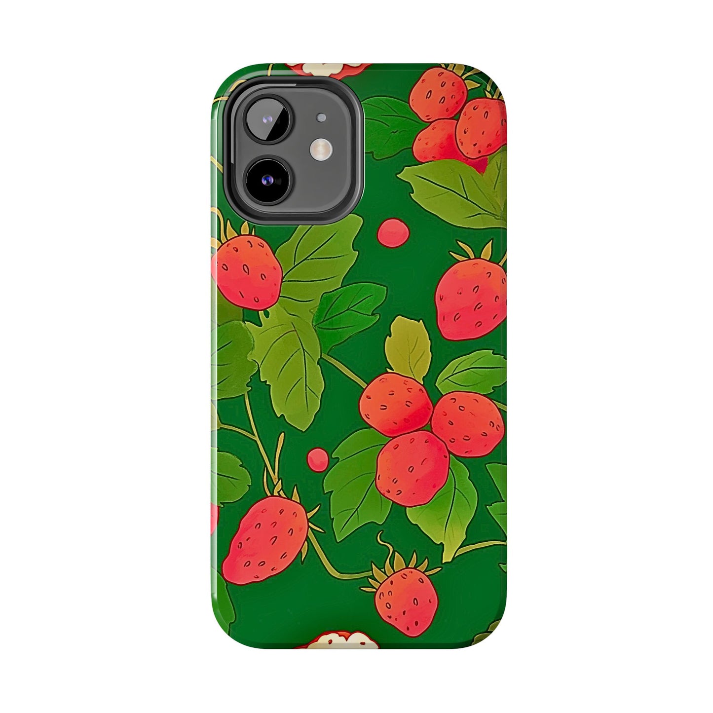 Dark Strawberry Pattern Preppy Tough Phone Case | Aesthetic