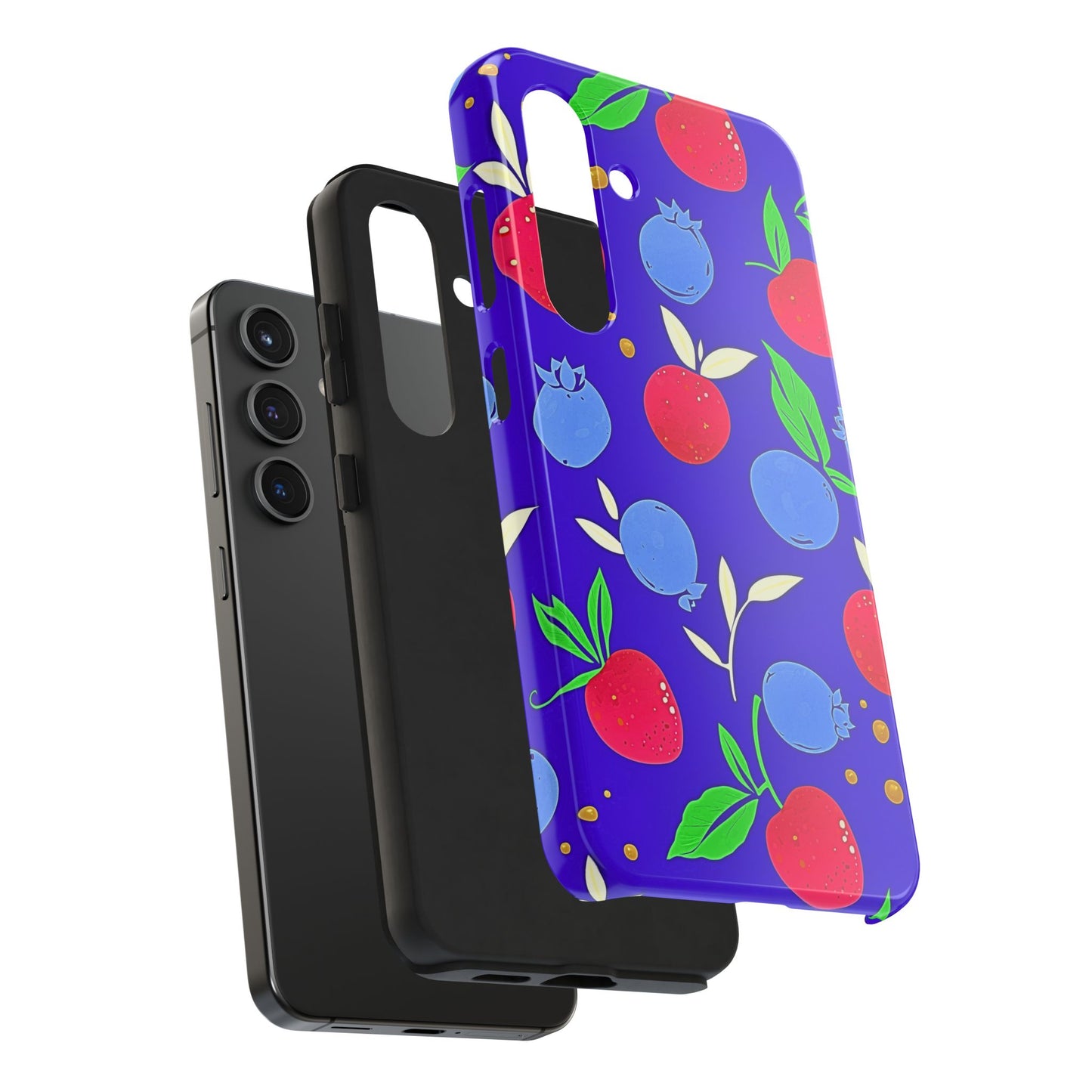 Funda resistente para teléfono con diseño de arándanos y fresas | Estética