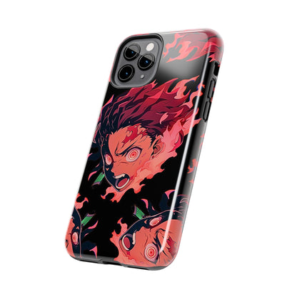 Tanjiro Kamado Flamed Style Black Tough Phone Case | Anime - Demon Slayer