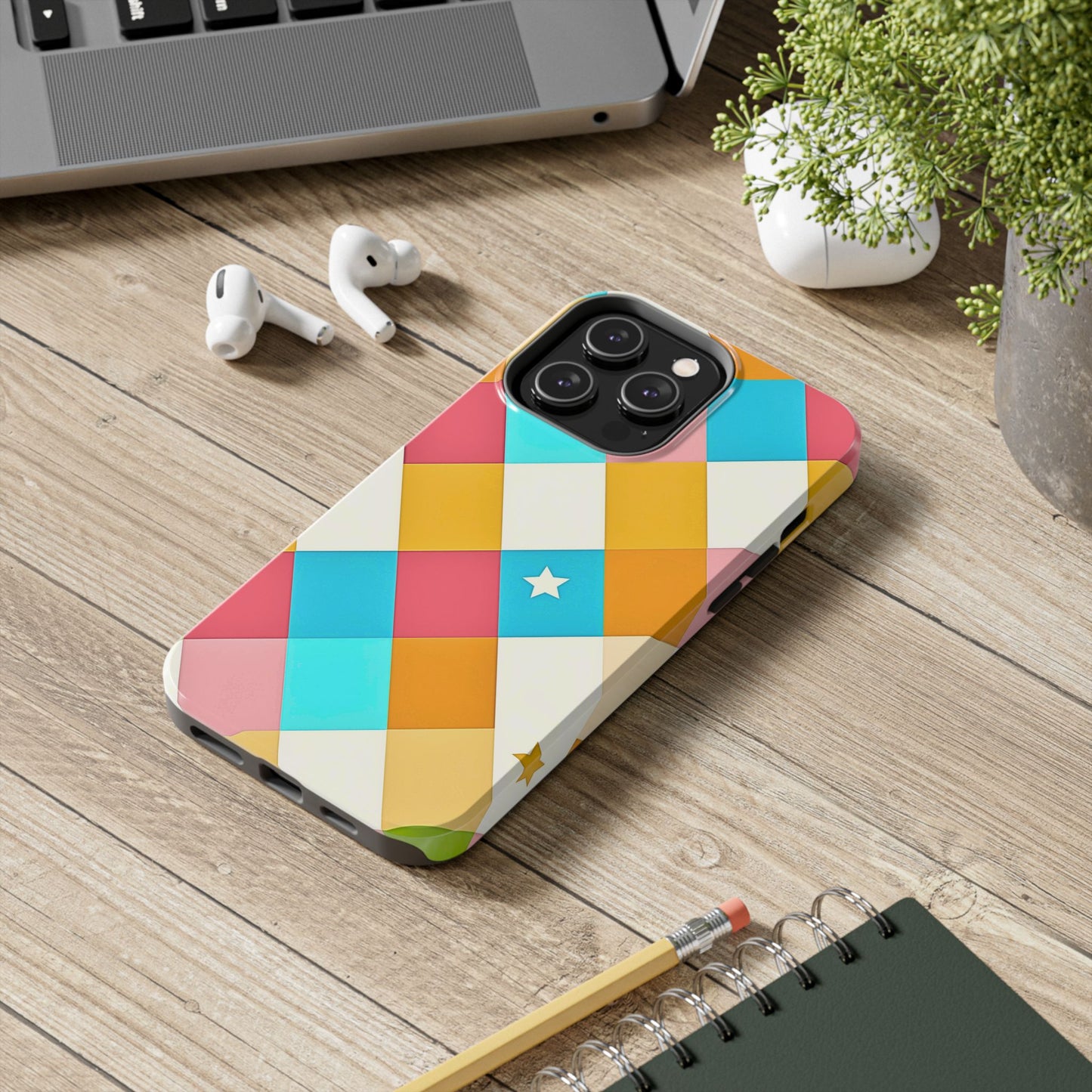 Vibrant Preppy Checkered Tough Phone Case | Aesthetic