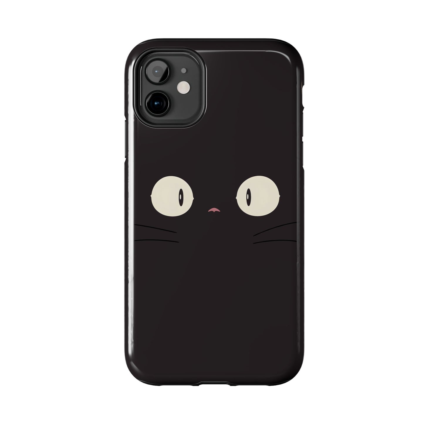 Adorable Black Cat Face and Eyes Minimal Tough Phone Case | Animals
