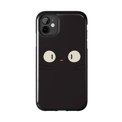 Adorable Black Cat Face and Eyes Minimal Tough Phone Case | Animals